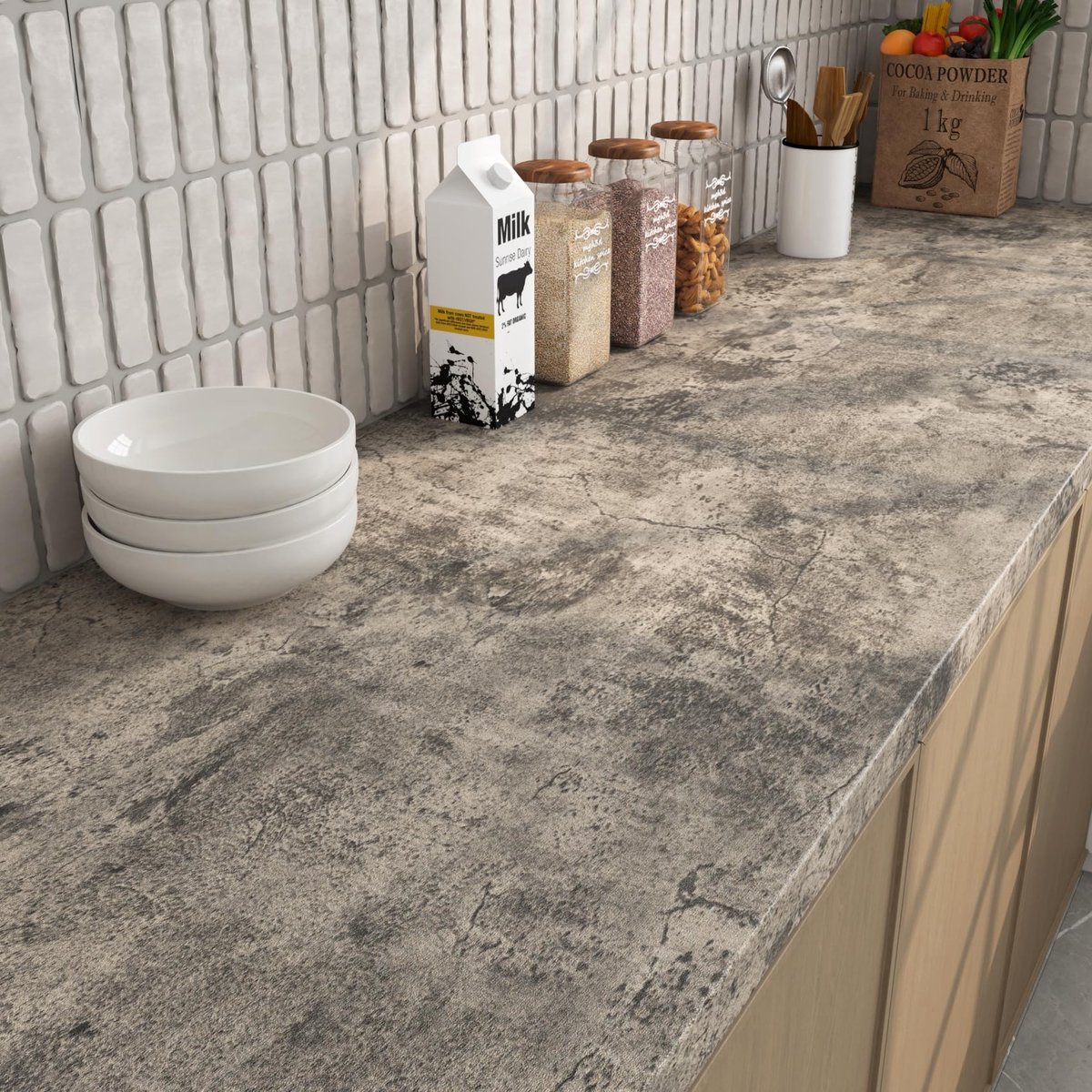 Solidchoice - Zelfklevende folie grijs bruin betonlook voor meubels en muren - 40CMx3M