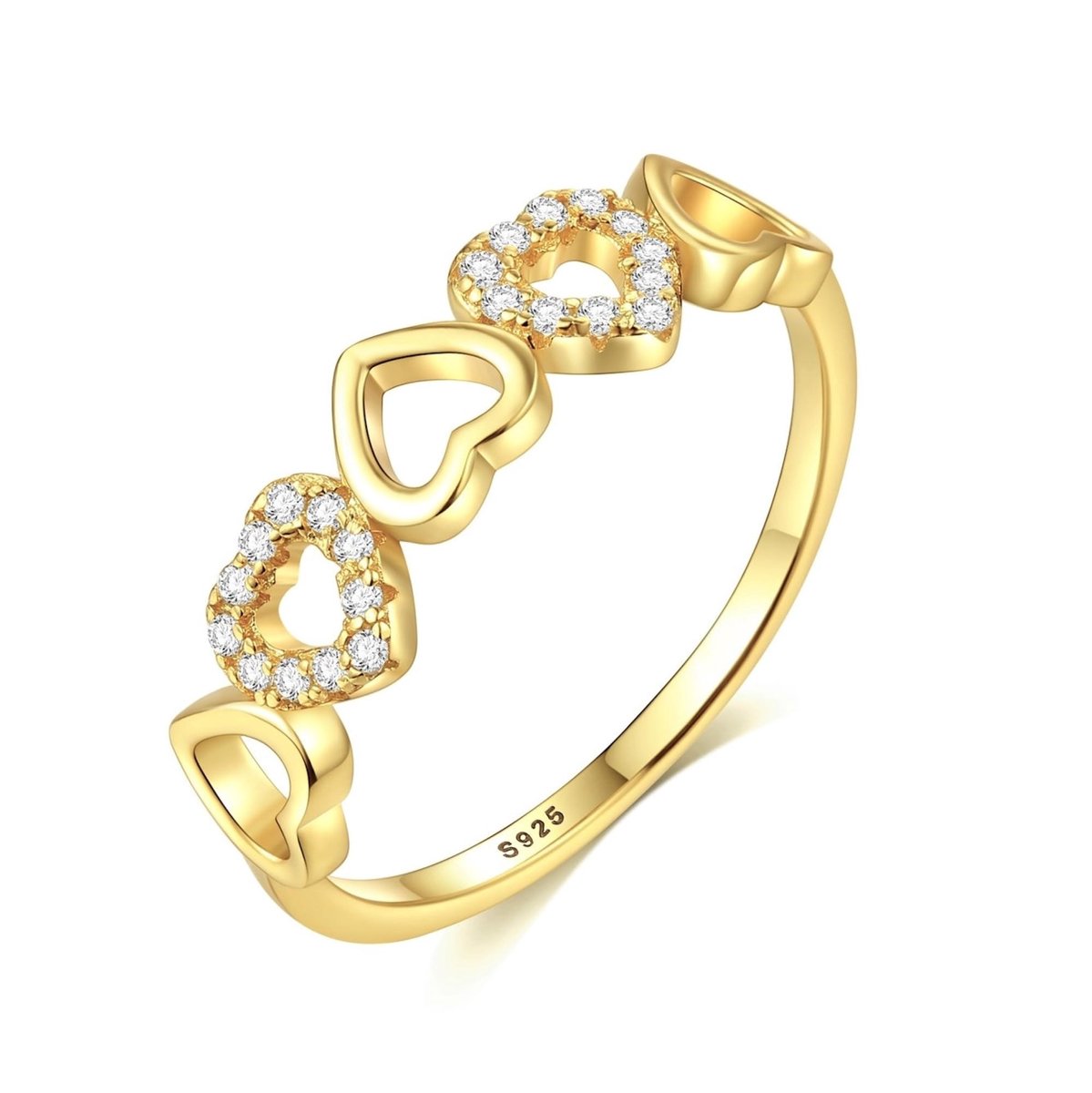 Solidchoice - Zilver 925 Hart Ring met Diamant CZ - Dames Trouw- en Verlovingsring