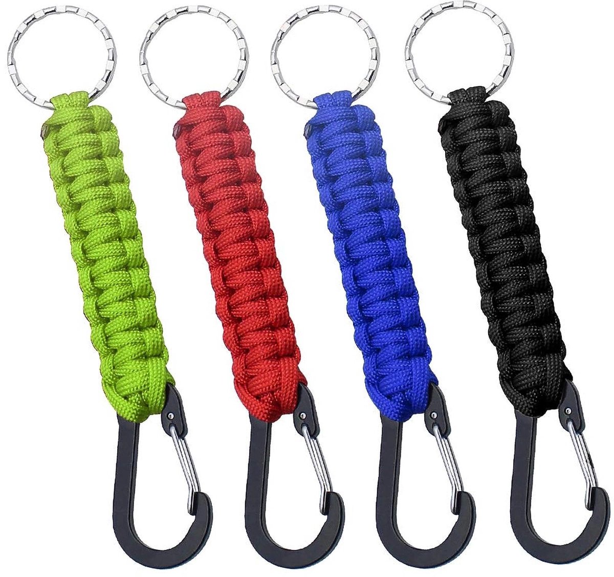 Solidchoice - 4 Stuks Paracord Sleutelhangertjes met Karabijnhaak