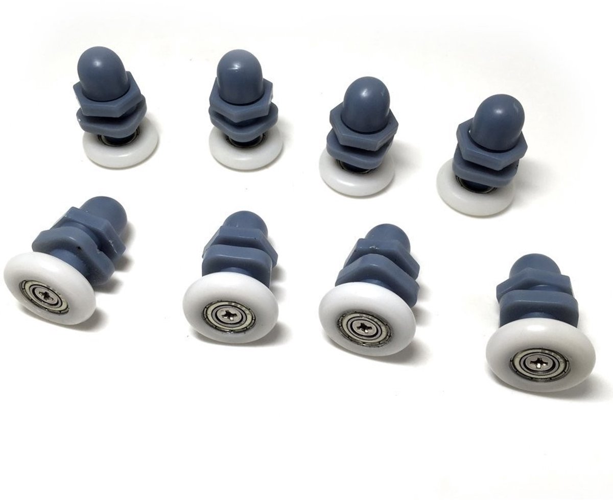 Douchedeur Rollers - Wieltjes Set - Soepel Schuiven - Universele Pasvorm - 20mm Diameter - Transparant