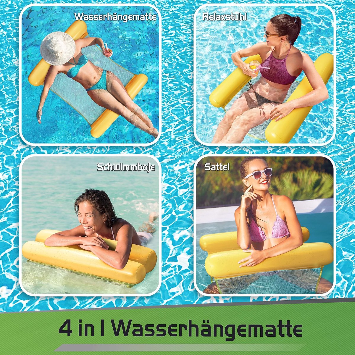 Solidchoice - Opblaasbare Waterhangmat voor Zwembad met Nylon Net