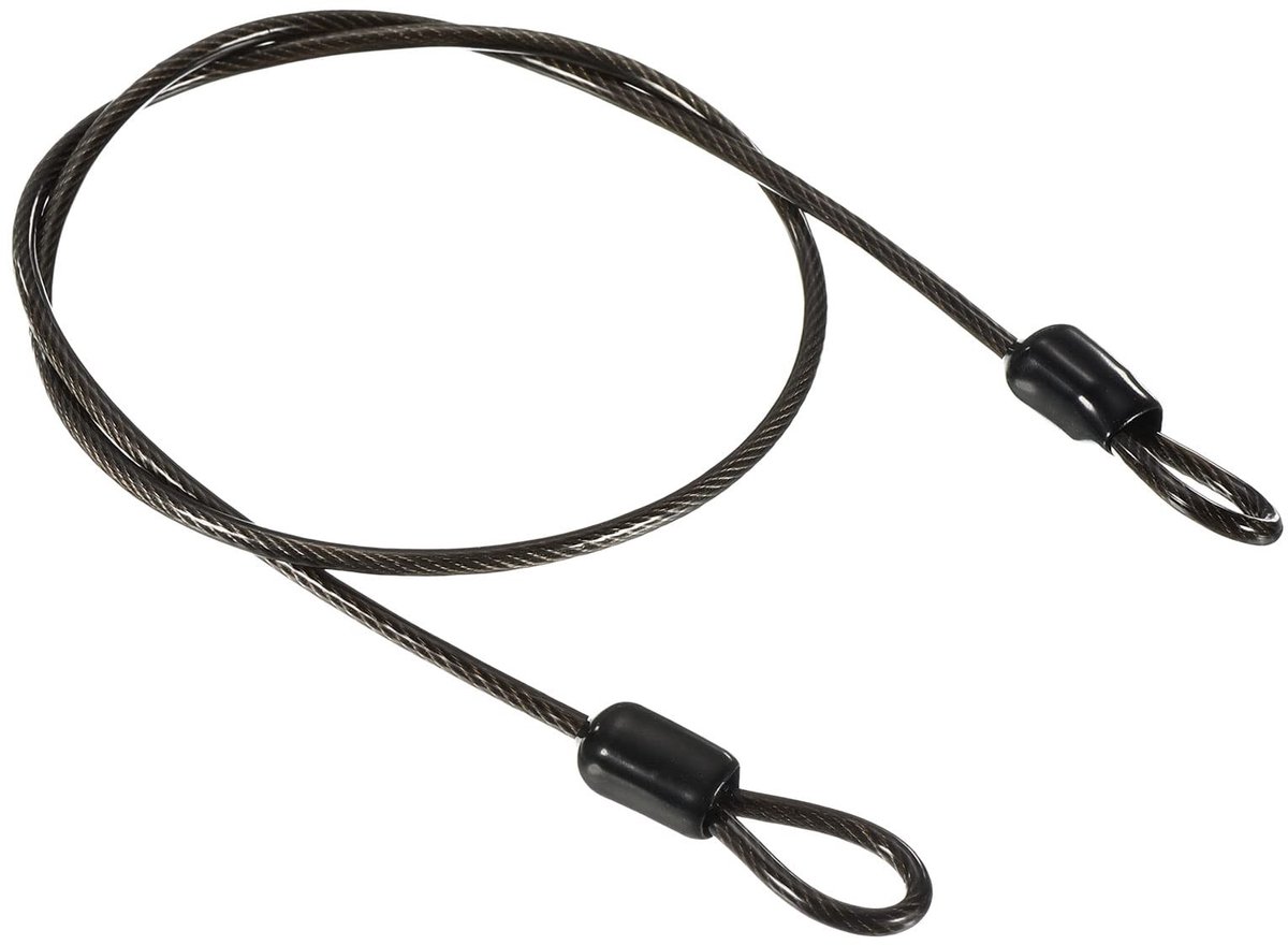 Solidchoice - Beveiligingsstaalkabel 2,5mm x 0,5m - Gecoate Bagageslot Draadkabel Zwart