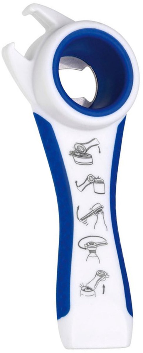 Multifunctionele opener - 5-in-1 flesopener - Opener - Fles opener - Blikopener - Wit/BLauw - 1 stuk - CHPN