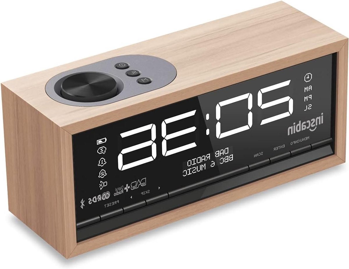 Digitale Radio - Wekker Speaker - Ontspannen Luisteren - DAB+ Ontvangst - Groot Scherm - Wit
