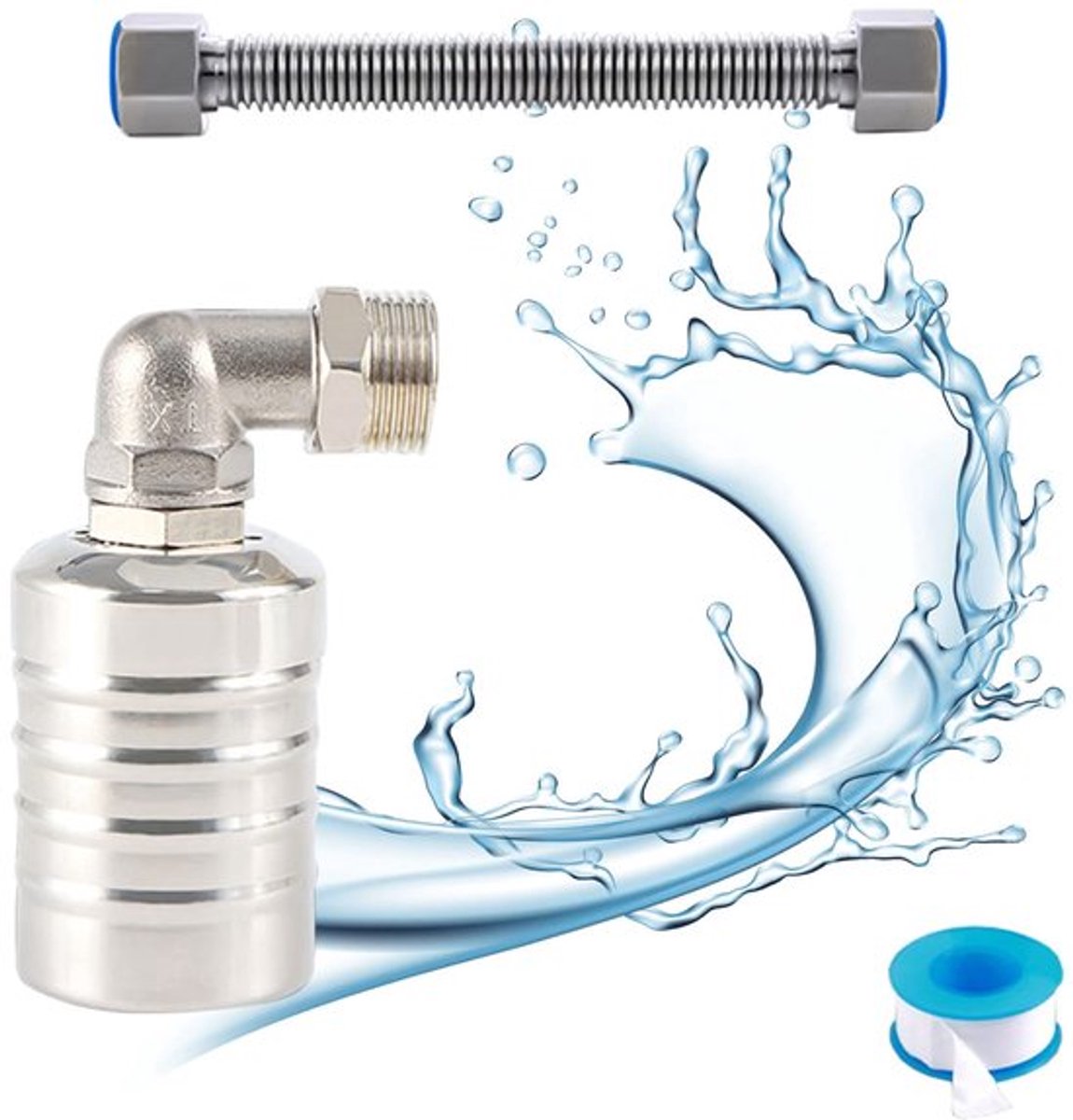Vlotterventiel Roestvrij Staal - Automatische Waterniveauregeling - Vlotterschakelaar - 1/2" Waterinname - 30 cm Balgen - Hoge Kwaliteit - Waterniveau Regelaar