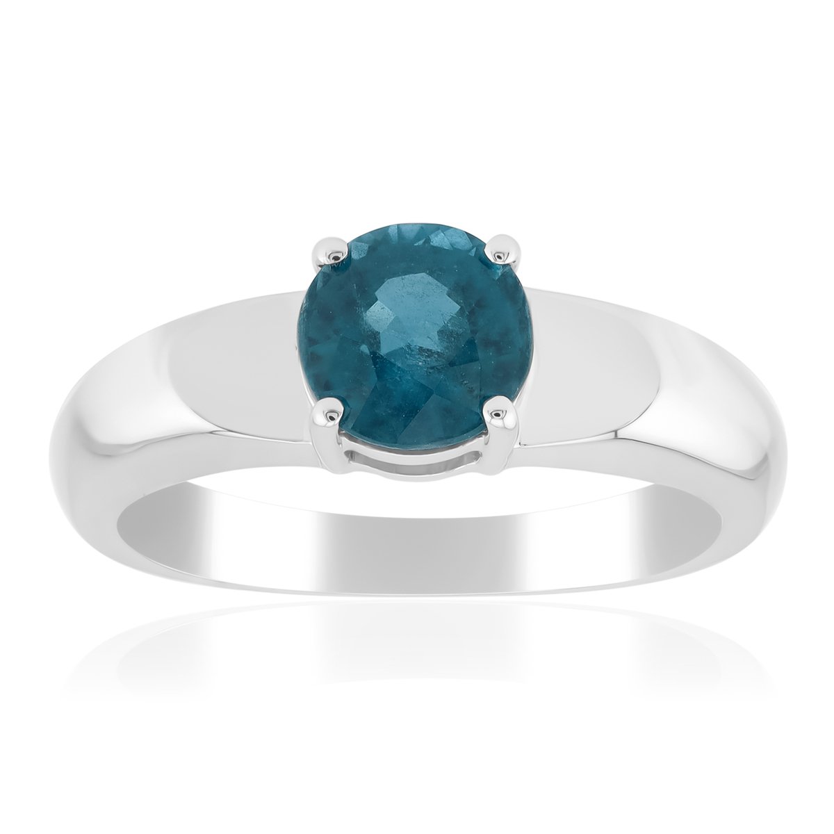 Cavill - Elegante Zilveren Ring 925 Sterling - Groene Kyaniet 0,935 ct - Ronde Slijpvorm - Gerhodineerd - Handgemaakt - Modieuze Damesring
