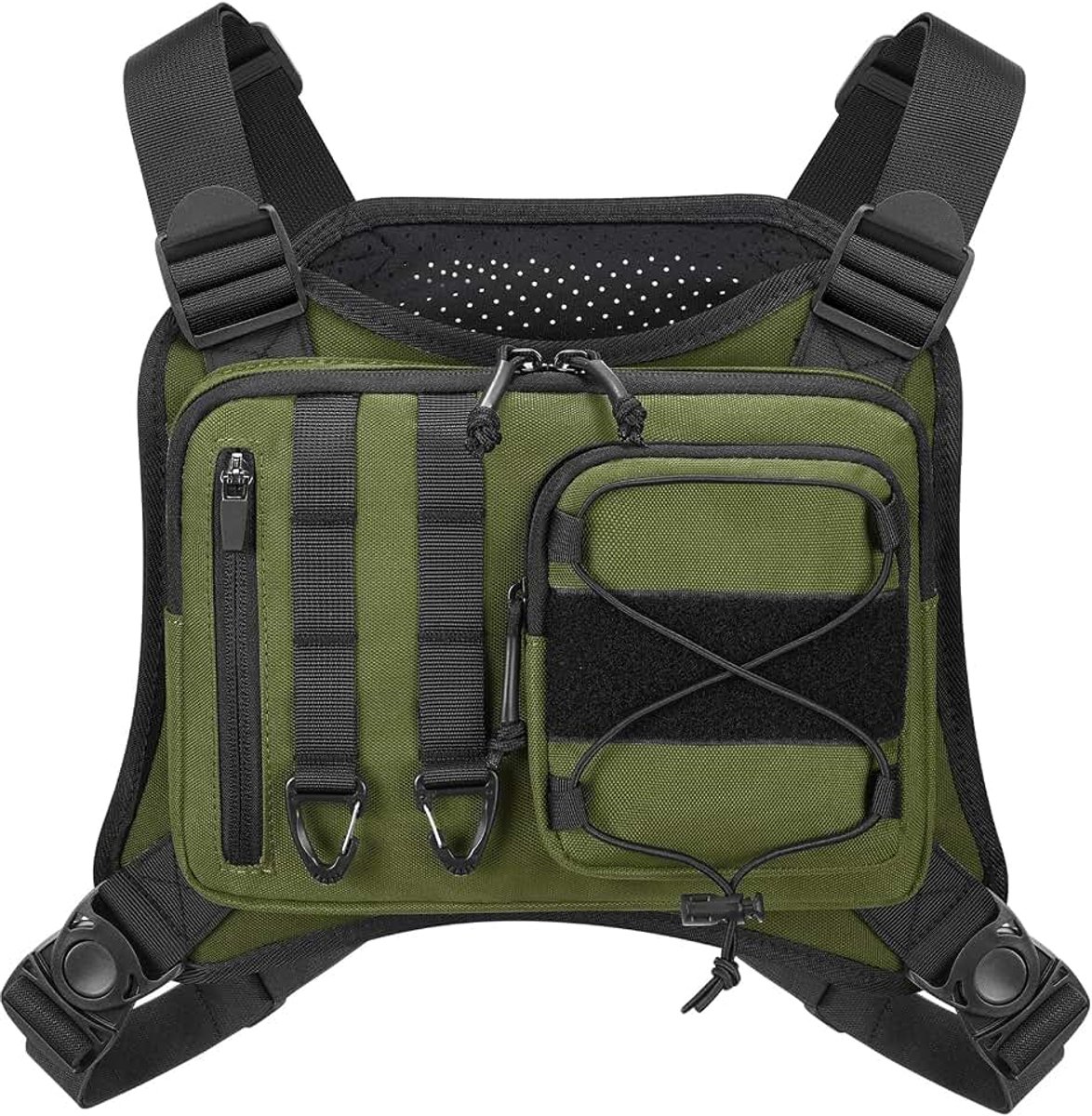 Borstzak voor heren en dames, lichte loopborstzak met extra opbergruimte, loopvest voor outdoor en sport, groen