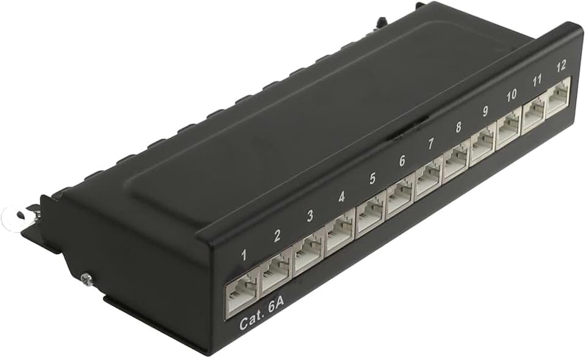 4 POWER CAT.6a patchpaneel R4-N111S, 12-voudig, zwart