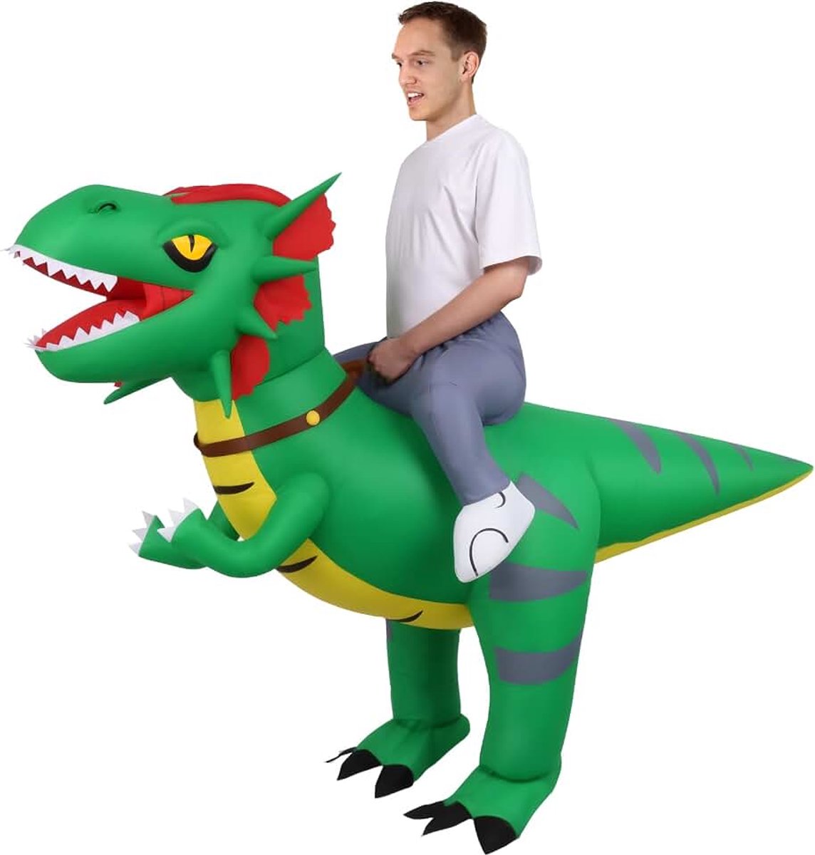 Opblaasbaar dinosauruskostuum voor dames en heren, grappig carnavalskostuum voor Halloween, Kerstmis, carnaval, feest