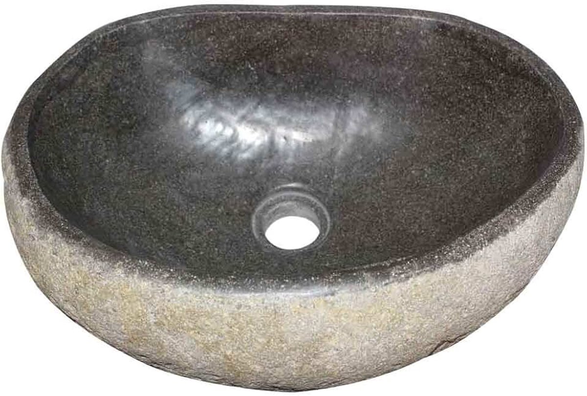 Wastafel van natuursteen, kiezelstenen, rivier, handwasbak, Ø 35 cm, selectie op afbeeldingen