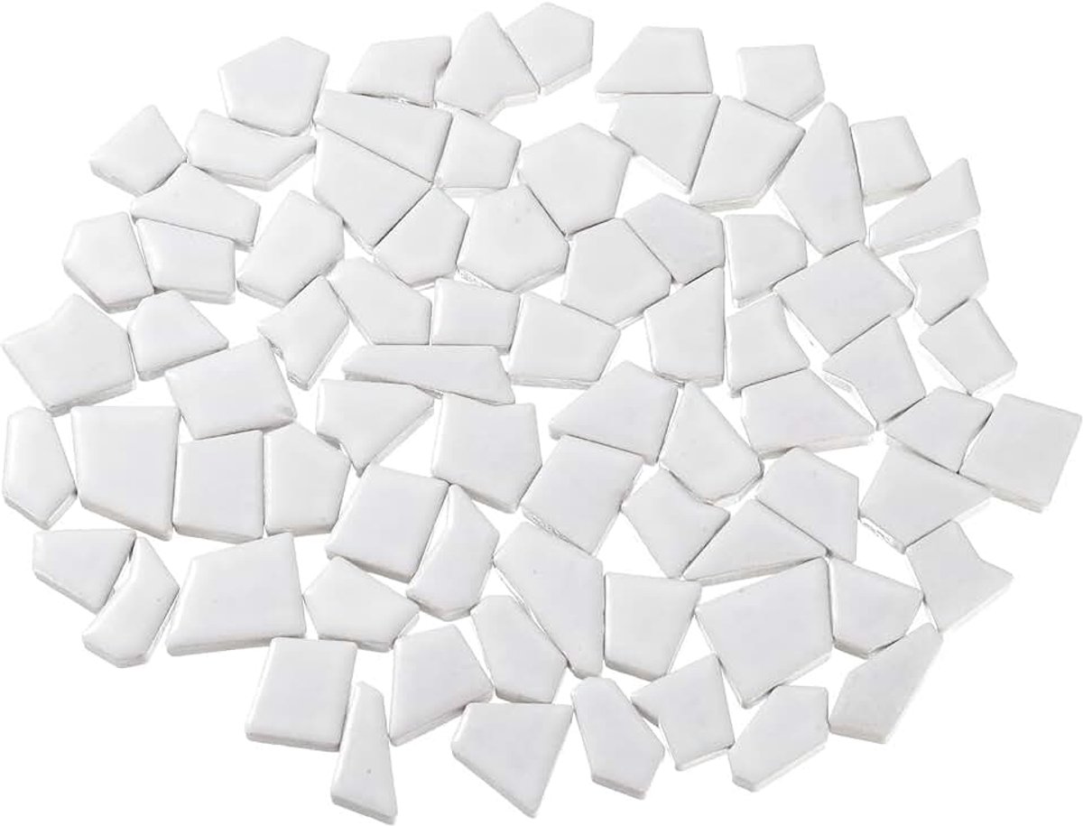 500 g onregelmatige keramische mozaïektegels, 1,3 - 2 cm grote verpakking, kleurrijke keramische mozaïekstukken, stenen, mozaïekkkits voor doe-het-zelf knutselprojecten, wooncultuur, wit