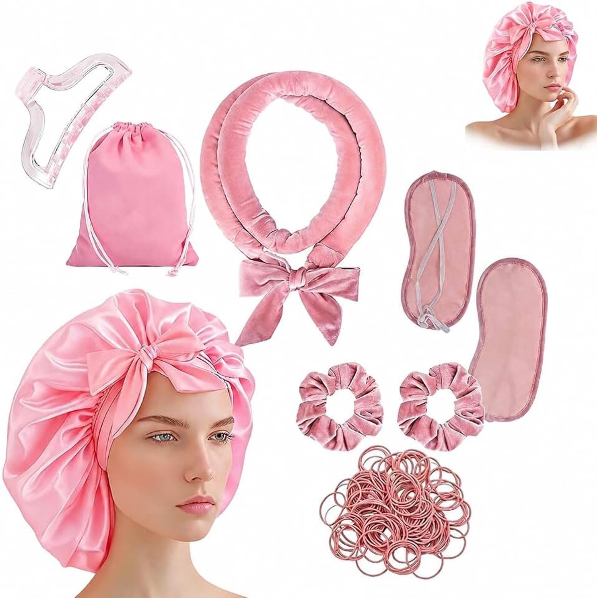 Curling Rod Hoofdband Set – Snel en Veilig Krullend Haar zonder Verwarming, 1 Nacht Krulset, Geschikt voor Middellang en Lang Haar