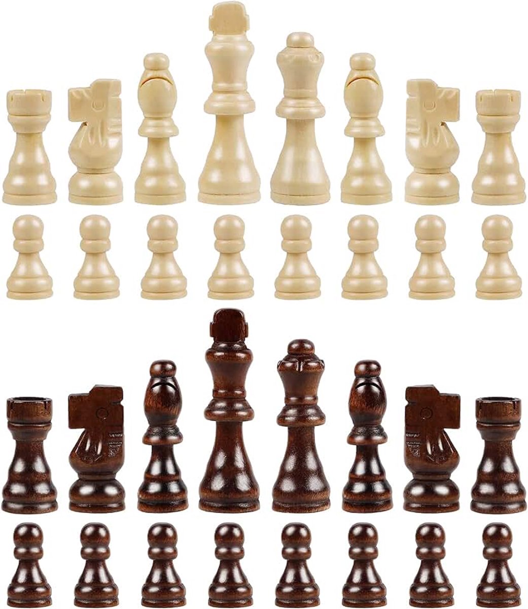 Schaakfiguren, 32 reserveschaakstukken van hout voor het schaakspel