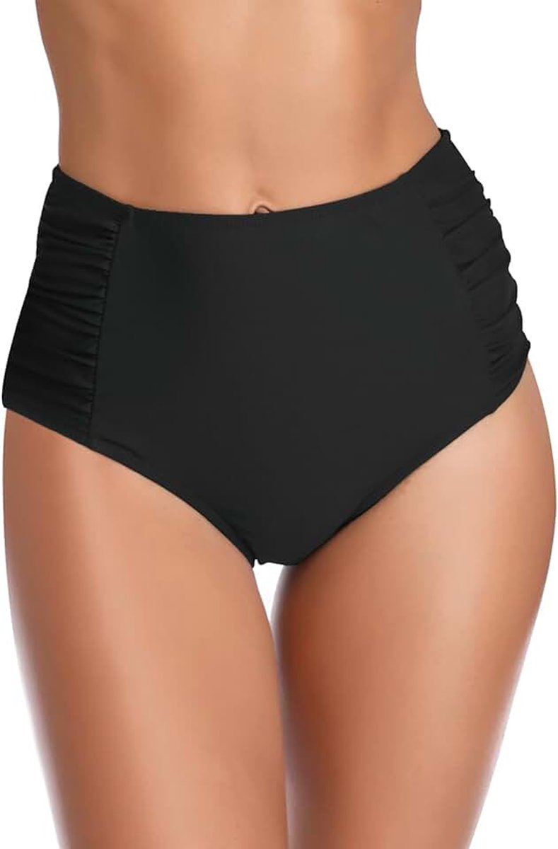 Dames Mid-Rise Bikinibroekje Sexy Zwemslips Retro Ruched Style Swimwear Bottoms