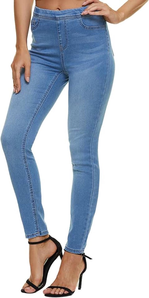 Women's Pull On Skinny Jeans High Waist, Stretchy Jeggings Slim Fit Legging, Soft Breathable Cotton Blend, (Light Wash, X-Large)