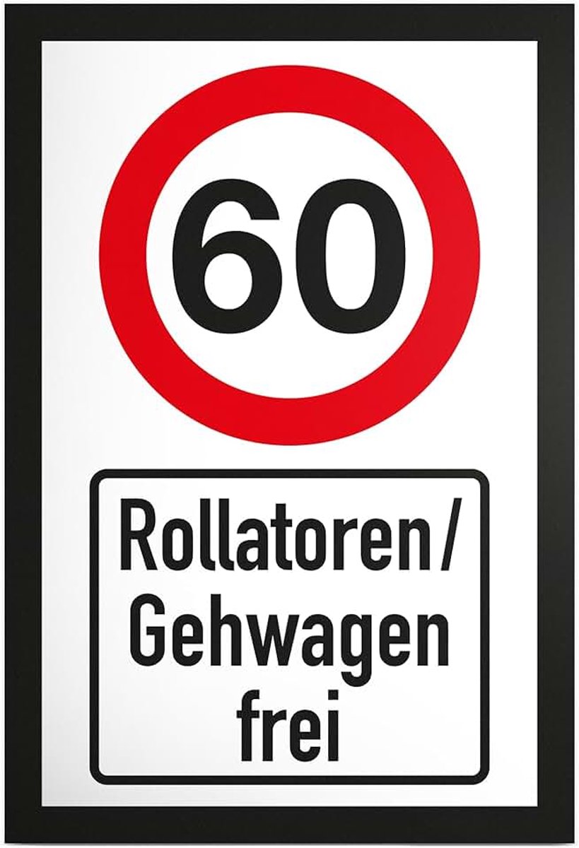 60 jaar rollators wandelwagen gratis bord - cadeau 60e verjaardag cadeau-idee verjaardagscadeau zestigste verjaardagsdecoratie feestdecoratie party accessoires verjaardagskaart