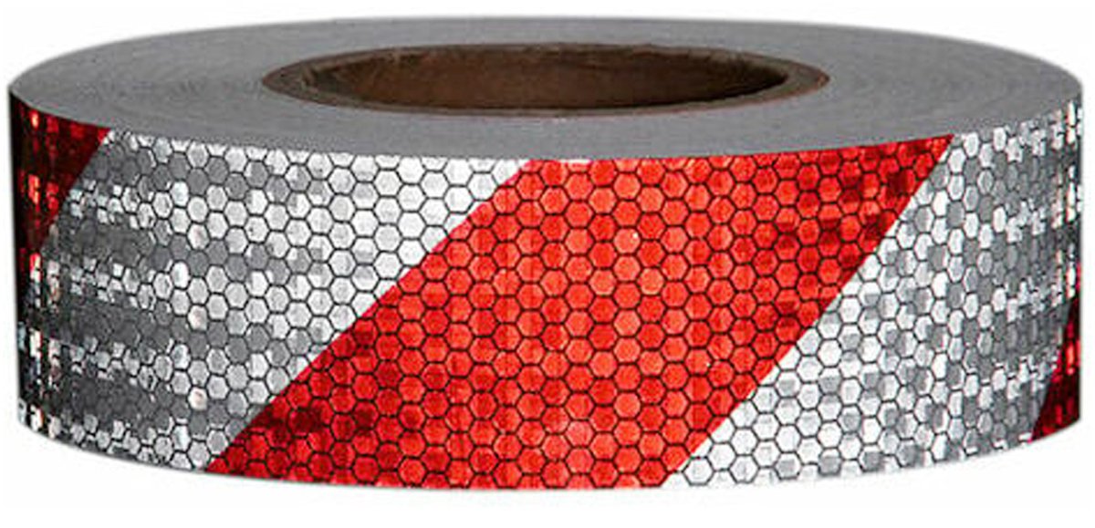 longziming -2 Stuks Reflecterende Tape Zelfklevend – Rood Wit Waarschuwingsband 5cm x 3m – Hoge Zichtbaarheid Veiligheidstape met Pijlpatroon – Voor Auto, Aanhanger, Fiets, Motor en Nachtmarkering