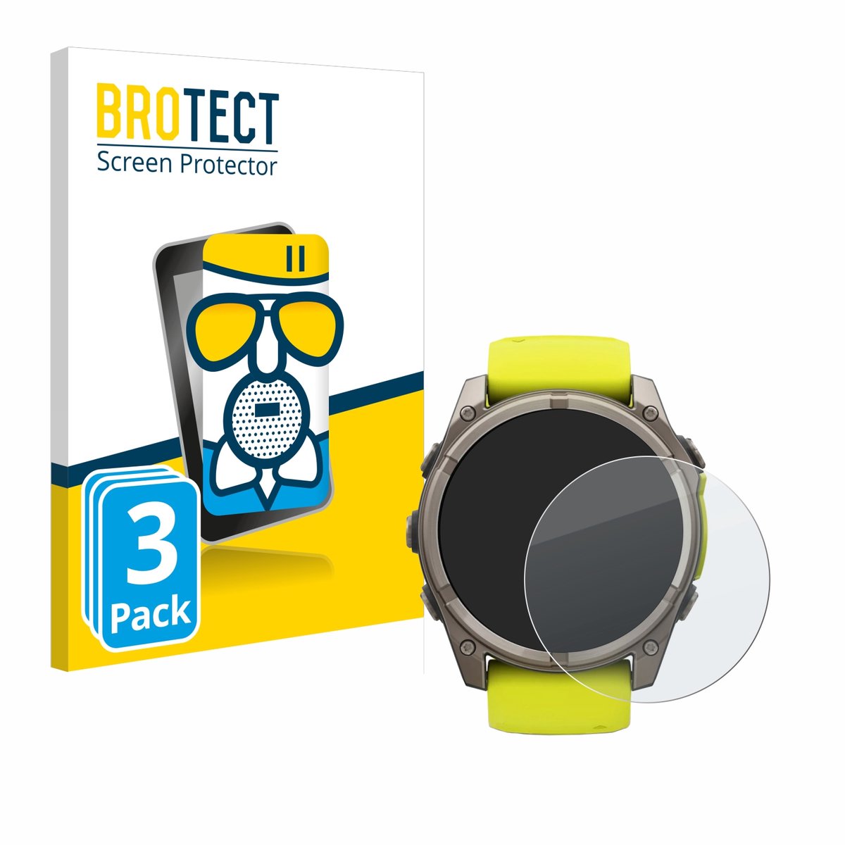 BROTECT - Screenprotector voor Garmin Fenix 8 Solar (51 mm) - Folie Beschermfolie Beschermglas matte 3 Stuks