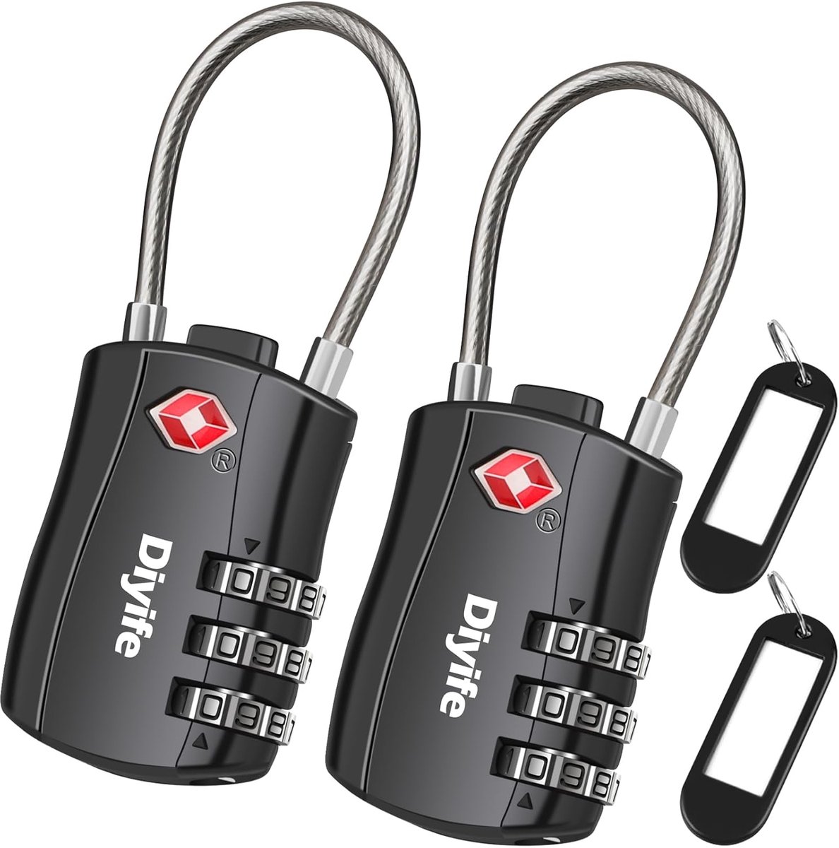 SnelShoppen - Diyife Bagageslot TSA Cijferslot 3-Cijferig Combinatieslot voor Reiskoffer, Bagagedragertas, Etui - 2 Stuks, Veiligheidsslot voor Reizen