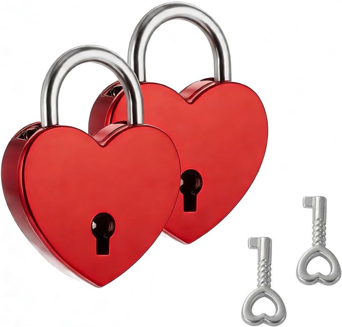 SnelShoppen - 2 Mini Hangsloten met Hart en Sleutel – Perfect voor Kasten, Sportscholen, Liefdes Koffers, Gepersonaliseerde Love Locks, Uniek Geschenk