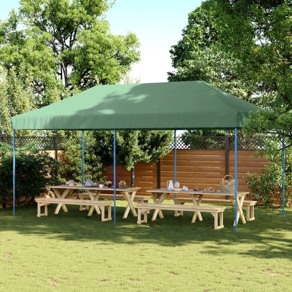 Opvouwbare Partytent - Pop-up Paviljoen - Buitenfeesten Organiseren - Snel Op te Zetten - 580 x 292 cm - Groen