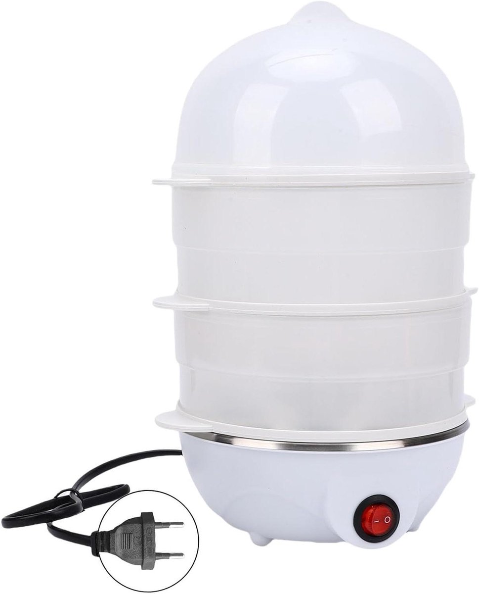 Elektrische Eierkoker - Compact Stoomapparaat - Ontbijt Bereiden - Drie Kookniveaus - 157 x 289 cm - Wit