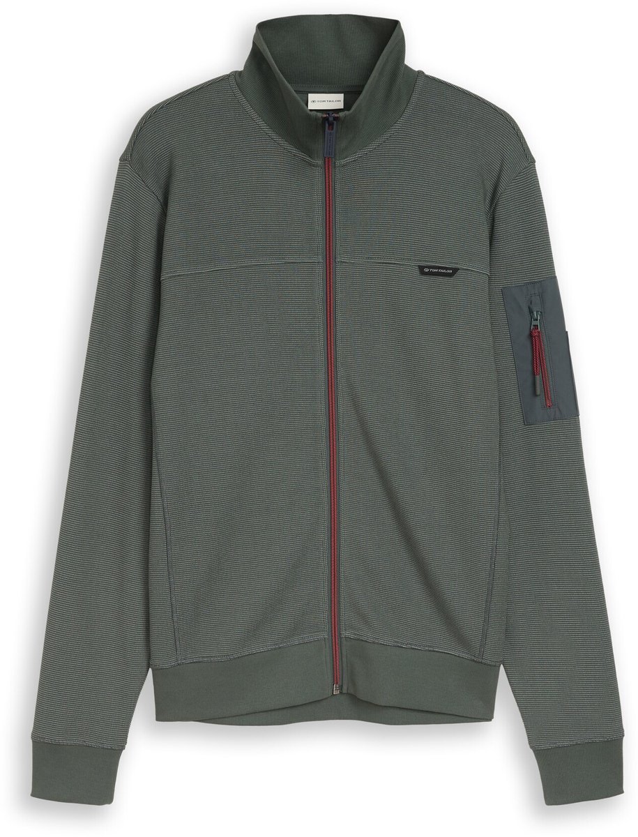 Tom Tailor - Sweatjack met zakken op de mouwen - Maat XXXL - Darkest Olive