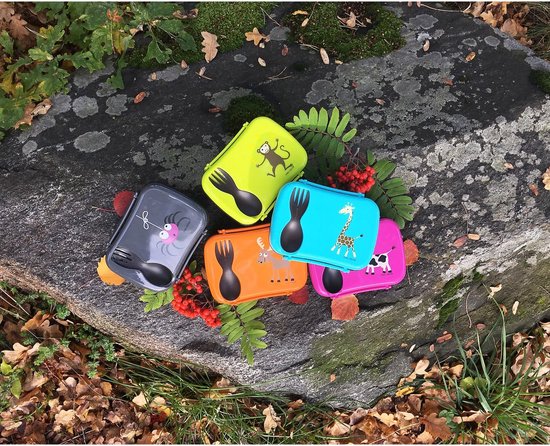 Lunchtrommel met koelelement - Broodtrommel kinder - Frisse maaltijd onderweg - Lekvrij met bestek - 17 cm - Roze — afbeelding 2