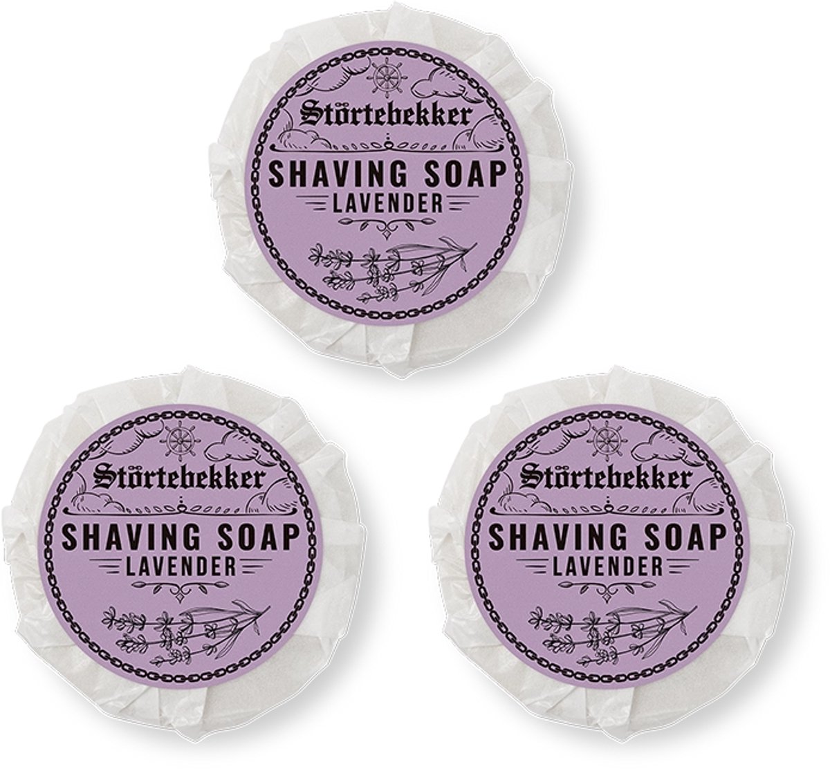 Störtebekker® Premium Scheerzeep 70 g (Lavendel) - Handgemaakte zeep voor een rijk schuim - Perfect voor het scheren met een scheermes - Veganistische scheerzeep voor dames en heren - Shaving Soap Lavender
