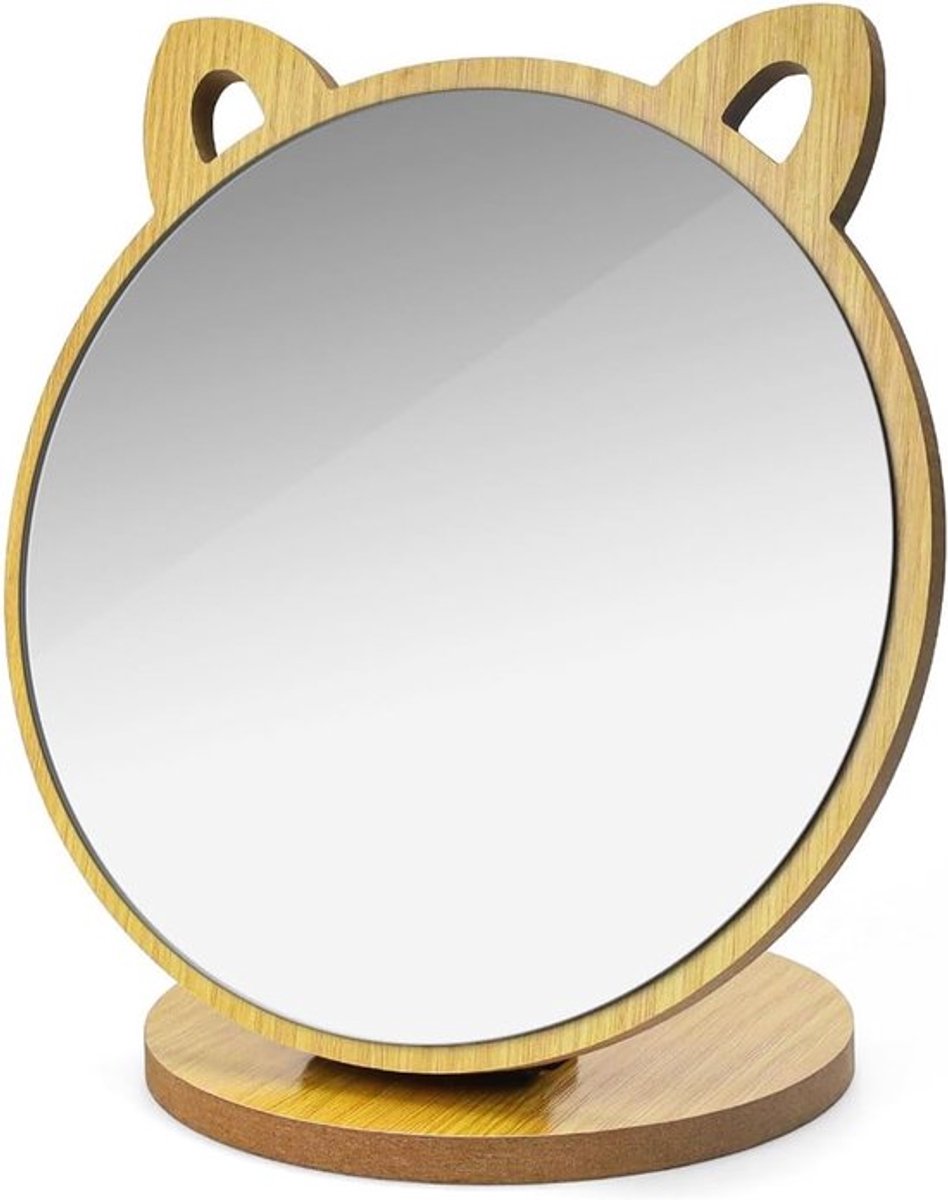 Kleine make-up spiegel met verstelbare hoek en kittenvorm voor make-uptafel, bureau, badkamer, slaapkamer.
