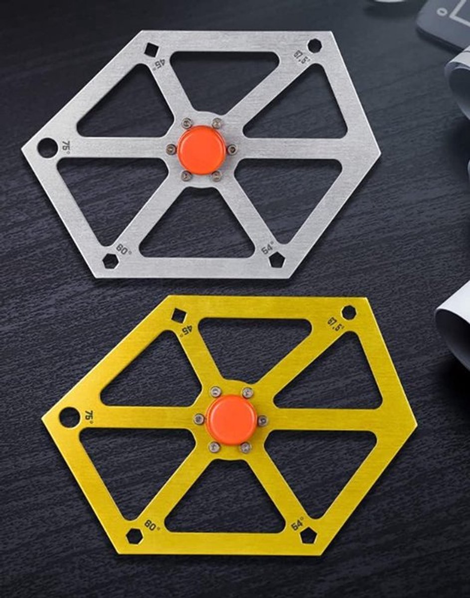 - Zeshoek Hexagon Liniaal - Tafelzaag - Multi-Angle Meten Tool - Zaag Hoek Finder - Gauge - gradenboog - Hellingmeter - Hoek Gereedschap - Geschikt voor - Aluminium - Color of model.