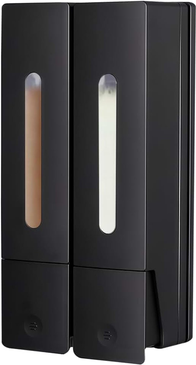 Wandbevestiging: 2 stuks 400 ml zeepdispenser zonder boren, douchegeldispenser met helder venster voor thuis, hotel, badkamer, douchedispenser
