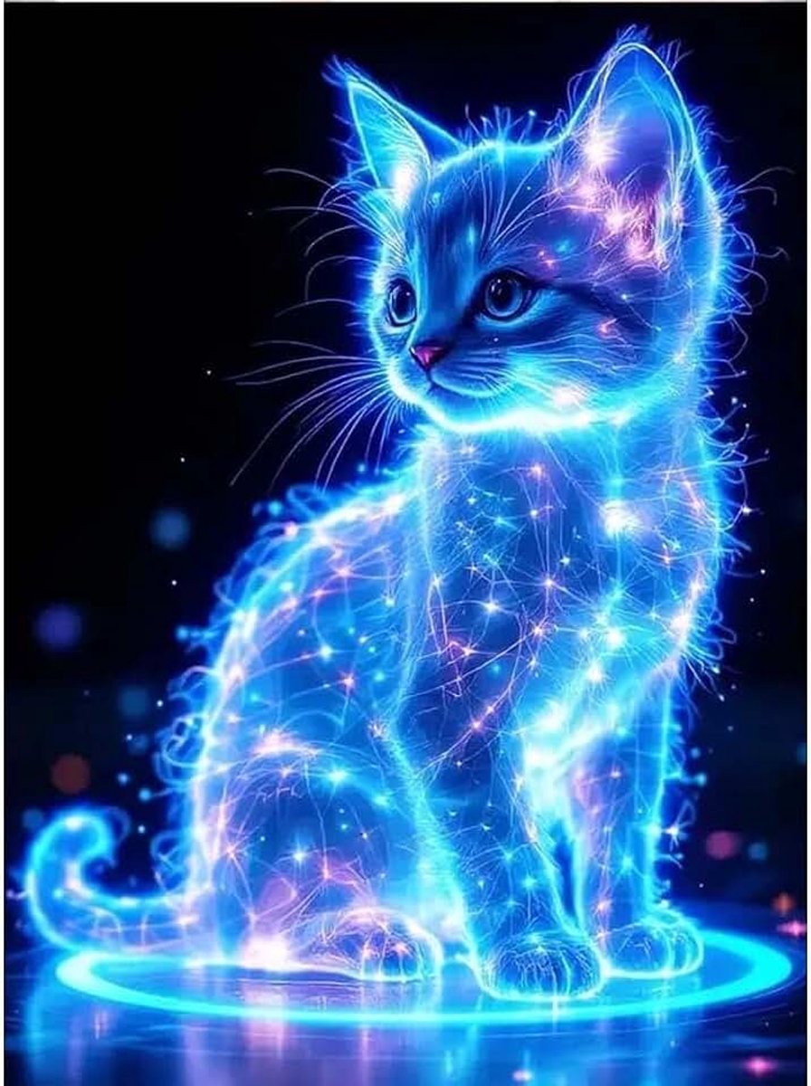 Diamond Painting voor kinderen, dieren, katten, 5D, diamond painting, volwassenen, kat, diamond painting, afbeeldingen volwassenen, diamantschilderset als cadeau, knutselset voor volwassenen