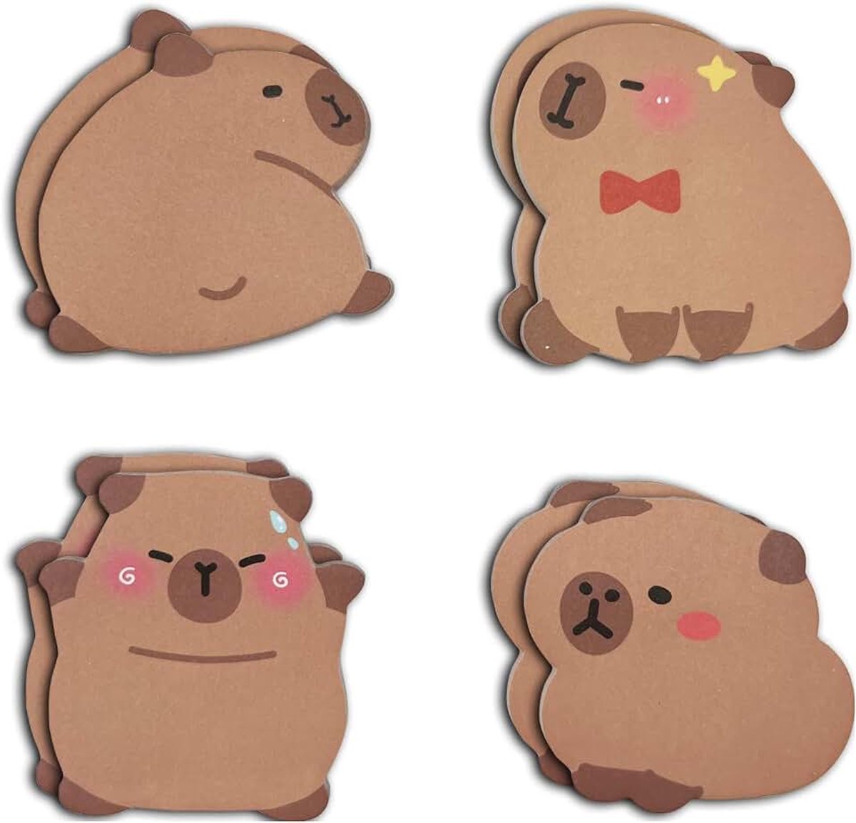 8 verpakkingen schattige en verlegen Capybara zelfklevende notities, 30 vellen per verpakking, geschikt voor studenten, leraren, kinderen, schoolbenodigdheden