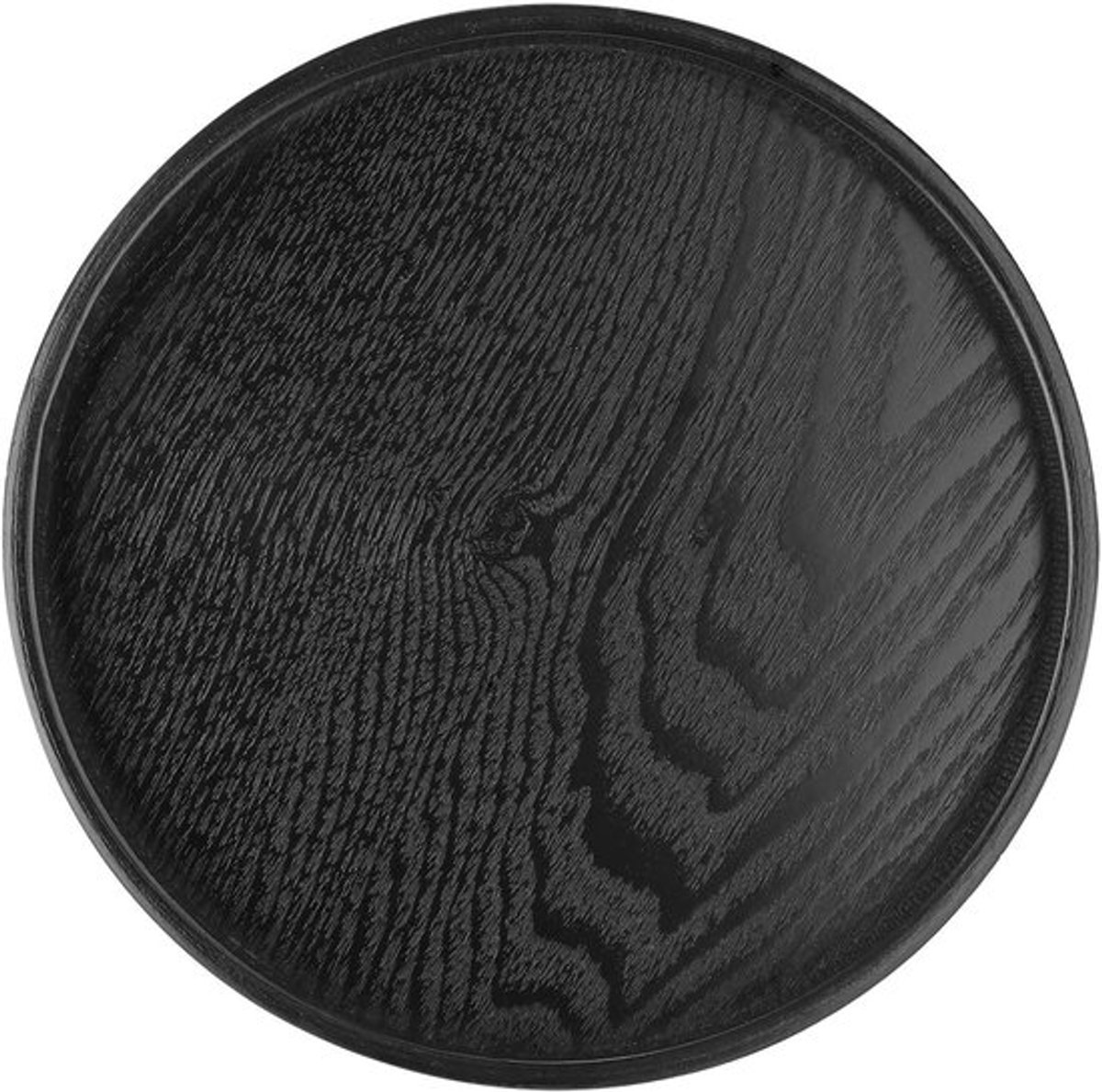 Massief Houten Dienblad | Ronde vorm | Zwart | Thee Koffie Snack | Voedsel Maaltijden | Restaurant | 24cm.