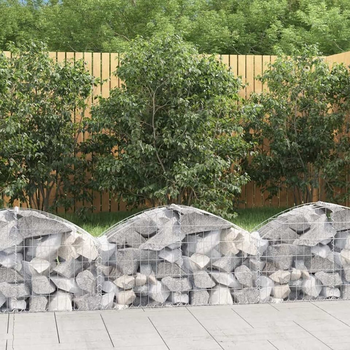 Schanskorf met hoge boog, steenkorf, steenkorf, draadmand, schanskorvenwand, schanskorven, schanskorf, schanskorf, omheining voor tuin, 100 x 30 x 40/60 cm, verzinkt ijzer
