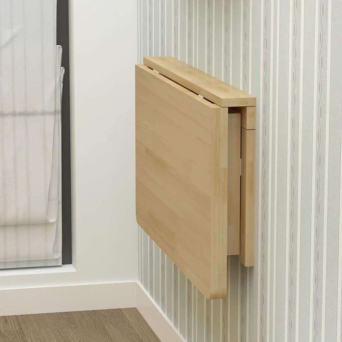 Klaptafel, ruimtebesparend drijvend bureau, opvouwbare computertafel van massief hout, aan de muur gemonteerde klaptafel voor werkkamer, keuken, wasserij