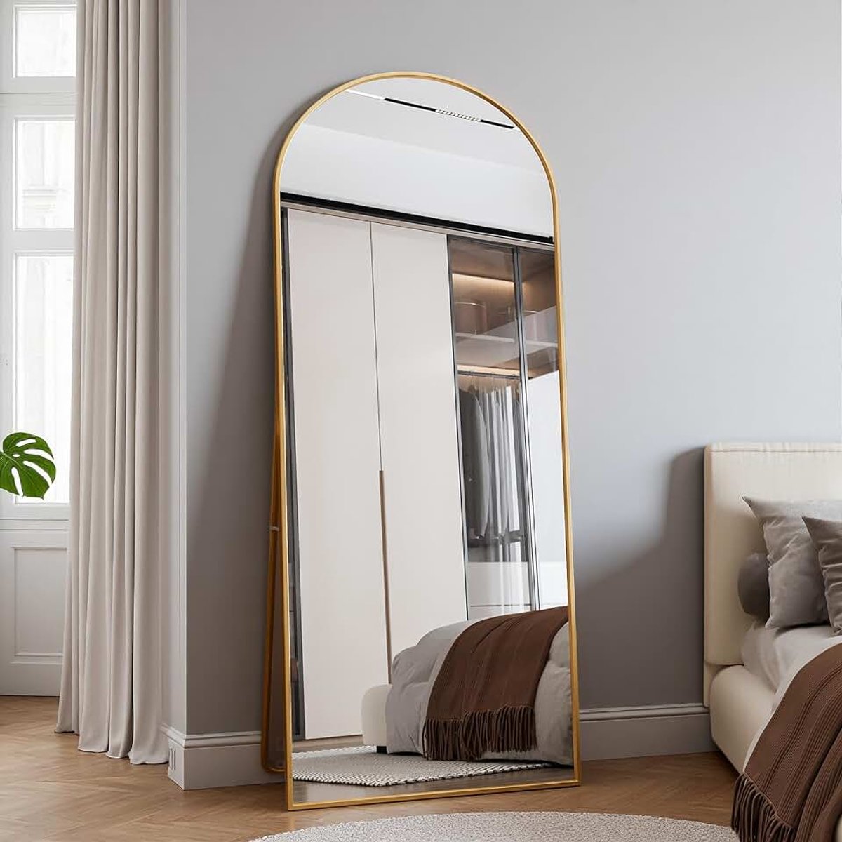 Vloerspiegel, 180 x 80 cm, staande spiegel, volledige lengte spiegel met standaard, frame van aluminiumlegering, grote wandspiegel in de slaapkamer, kleedkamer