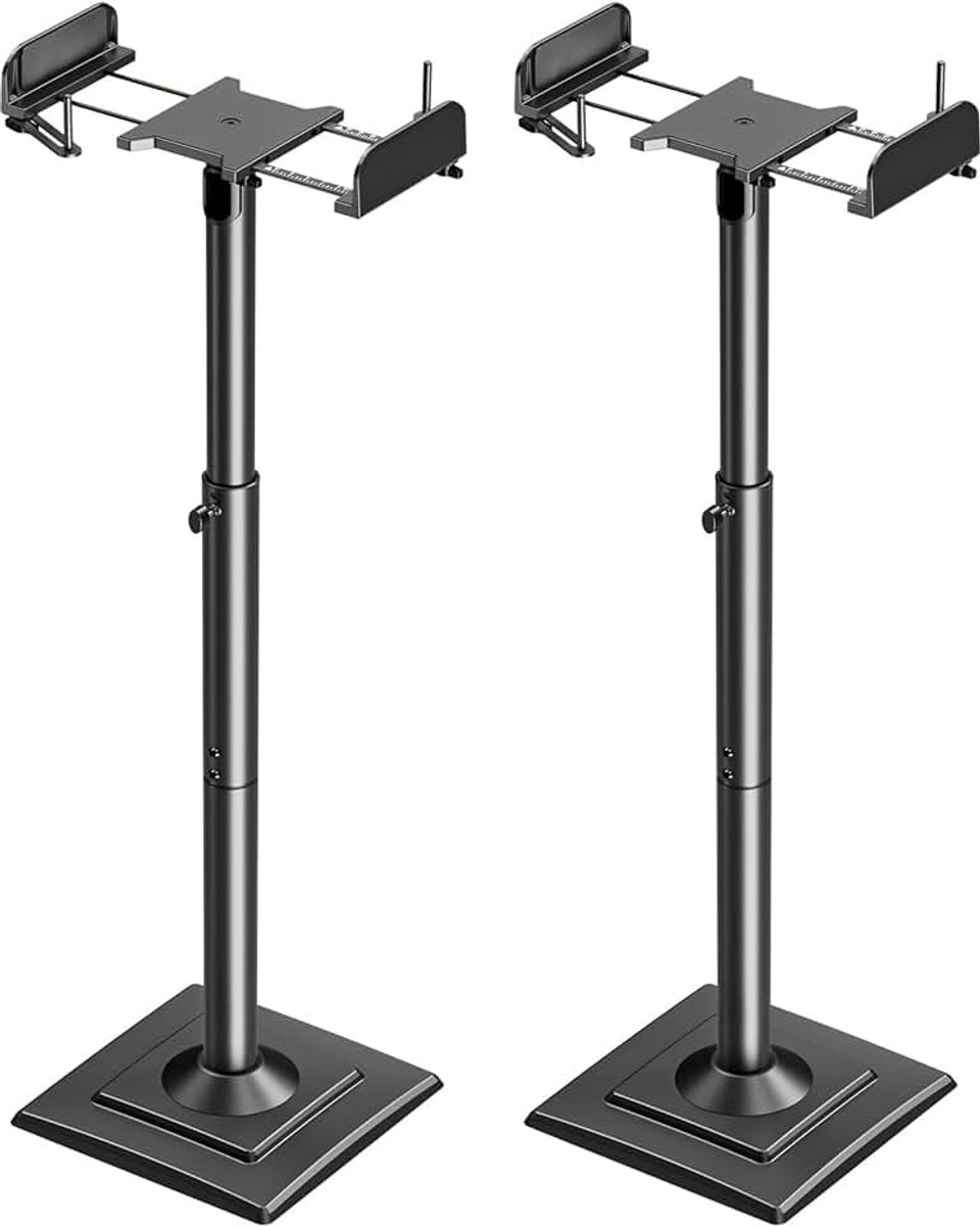 Standaards, verlengen 865 mm tot 1100 mm, veerbelaste vloerluidsprekerstandaard voor universele satelliet- en boekenplankluidsprekers tot 5 kg, kabelbeheer, 1 paar