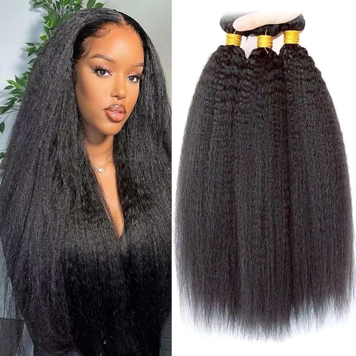 Straight Bundles Human Hair Bundles 18 20 22 inch Kinky Straight Hair 3 Bundle 10A Brazilian Kinky Straight Human Hair Weave For Black Women Natural Color