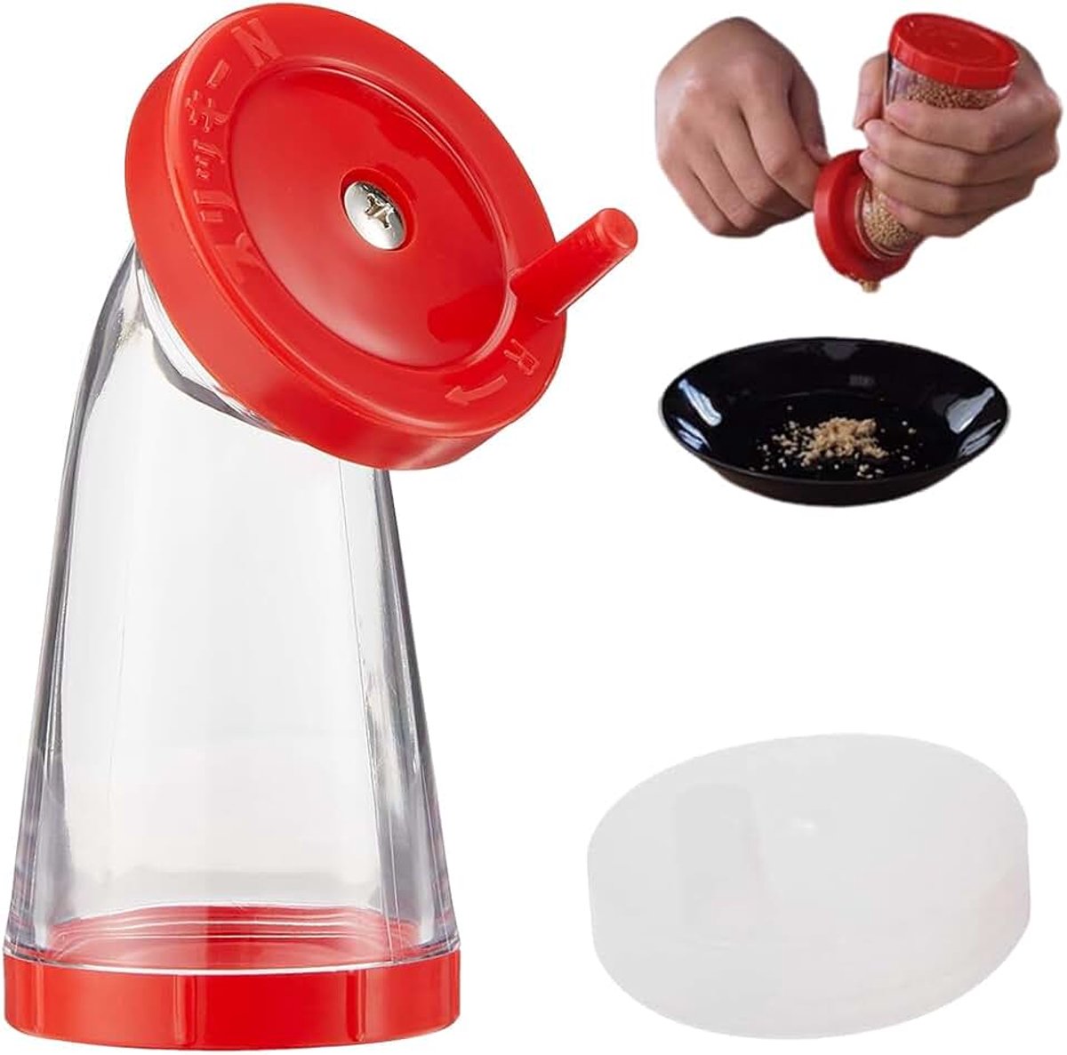 1 PCS Alles-in-één Sesammolen, Een handmatige sesammolen die verse en heerlijke sesamzaadjes maalt. Gemakkelijk in gebruik en perfect voor rijst, salades, noedels en roerbakgerechten.