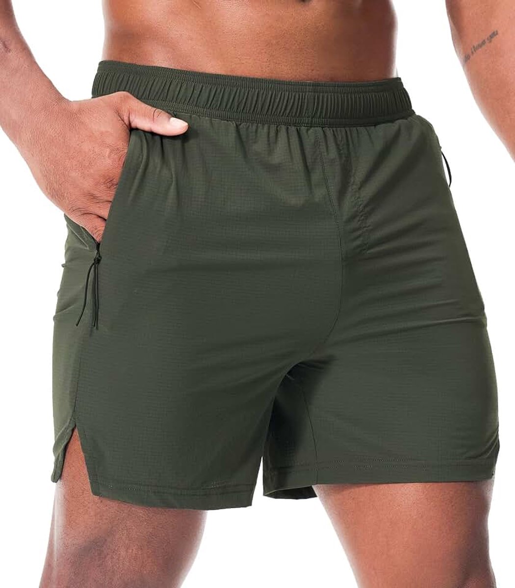 Shorts Gym Ademend Sport Workout met Rits Zakken Lichtgewicht Sneldrogend