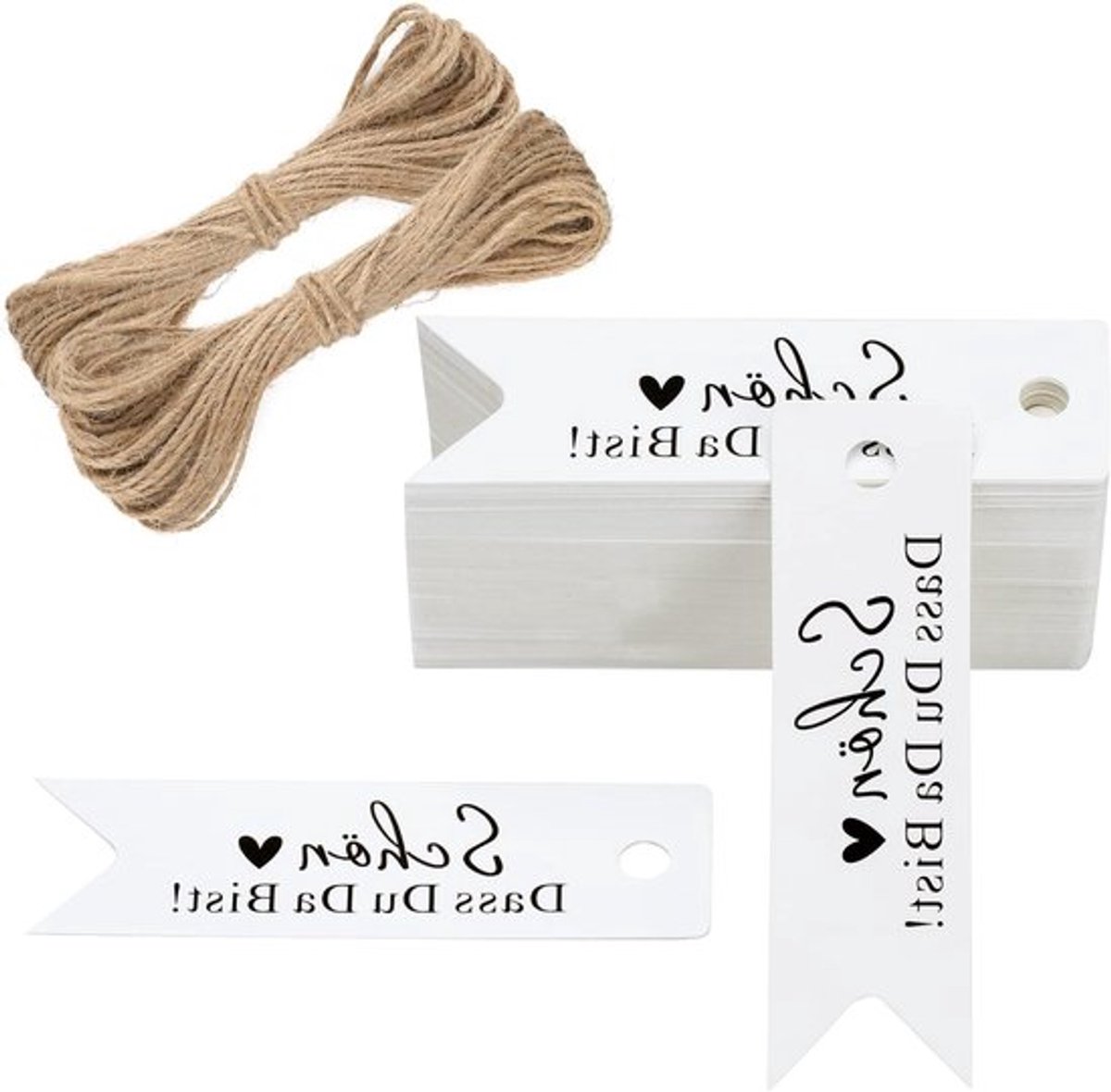 100 Stuks Kraft Papieren Labels 7cm x 2cm - Mooie Cadeau Hanger Tags met Jute Touw voor DIY Projecten en Decoratie