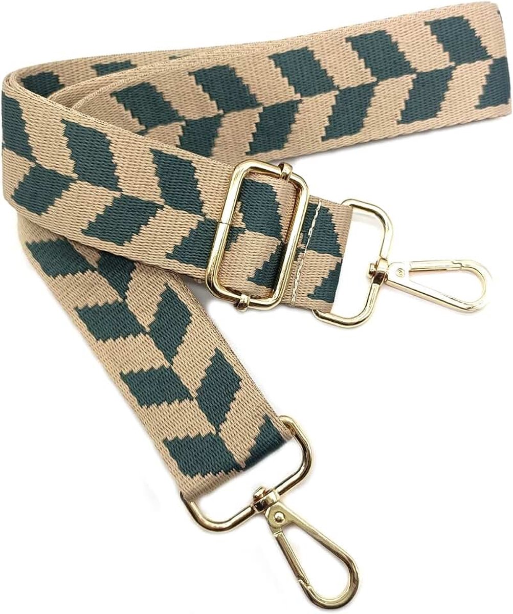 Schouderriem, tasriem, kaki en zwart, tasriem om te wisselen, tasriem breed met karabijnhaak goud, 80-130 cm draagriem, tas voor dames, schoudertas, handtas, 3,8 cm, 3