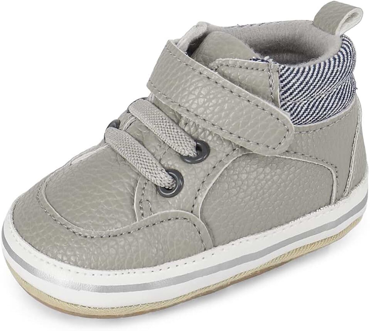 Babyschoenen van zacht leer voor meisjes met zachte, antislip zolen, 0-18 maanden, Grijs 2, 0-6 mesi