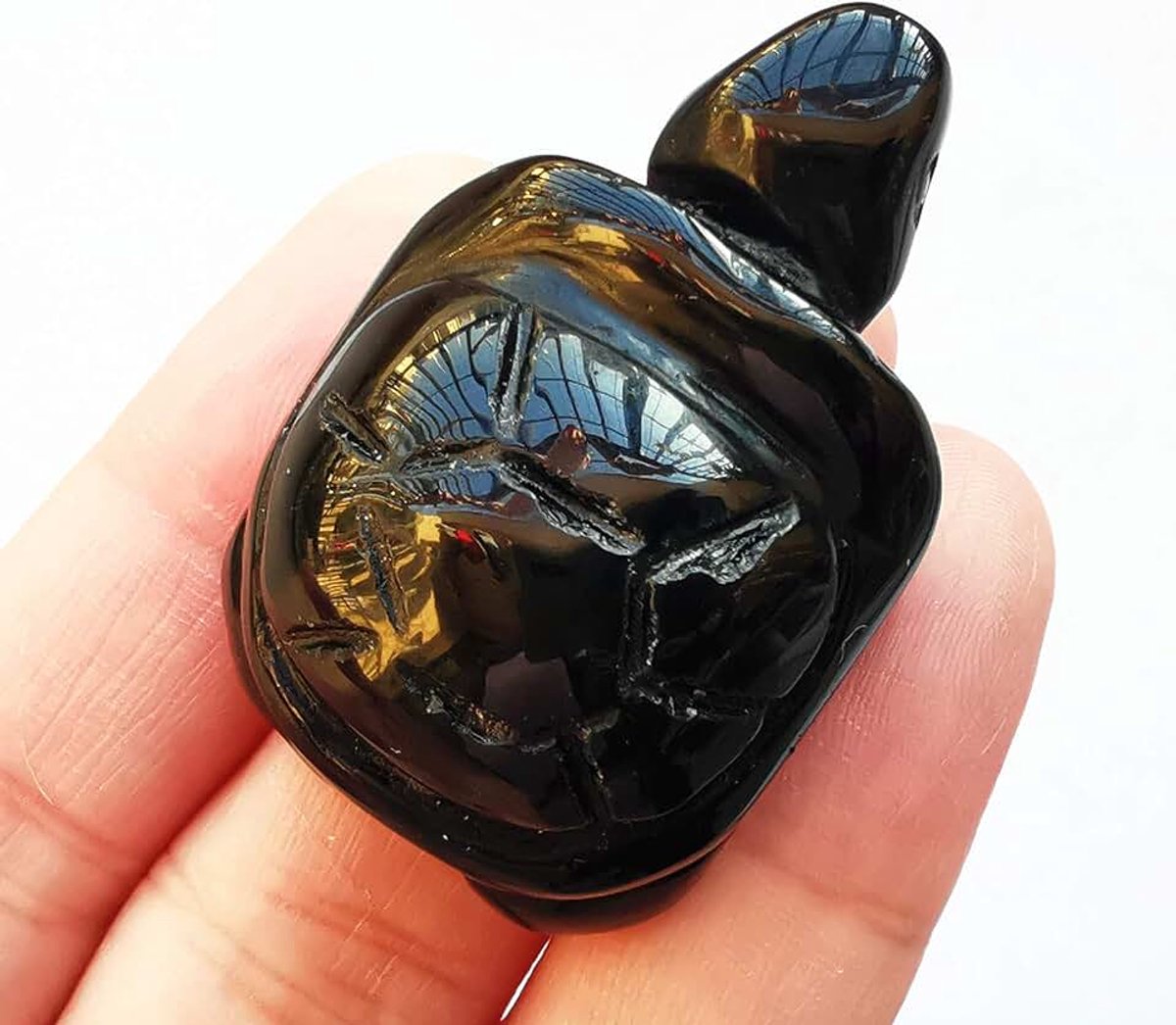 Zwarte obsidiaan schildpad nkristallen en helende stenen, 35 mm handgesneden diersculptuur voor het verzamelen van Fengshui helende kristal