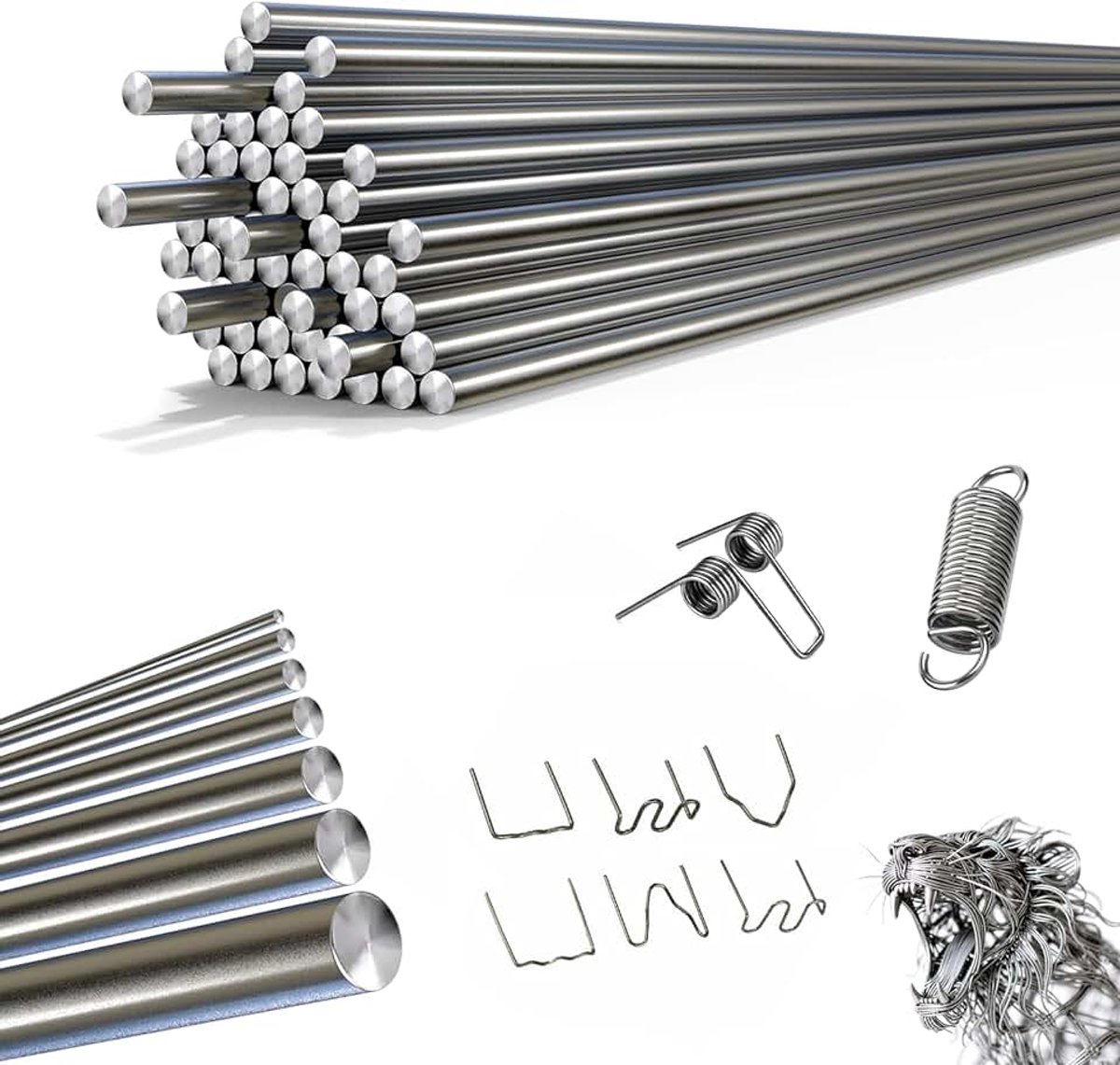 35 draden, roestvrij staal, 1,6 mm x 400 mm, metalen stang, roestvrij staal, veerstang, roestvrij staal, ronde staaf voor doe-het-zelf modelbouw, vliegtuig
