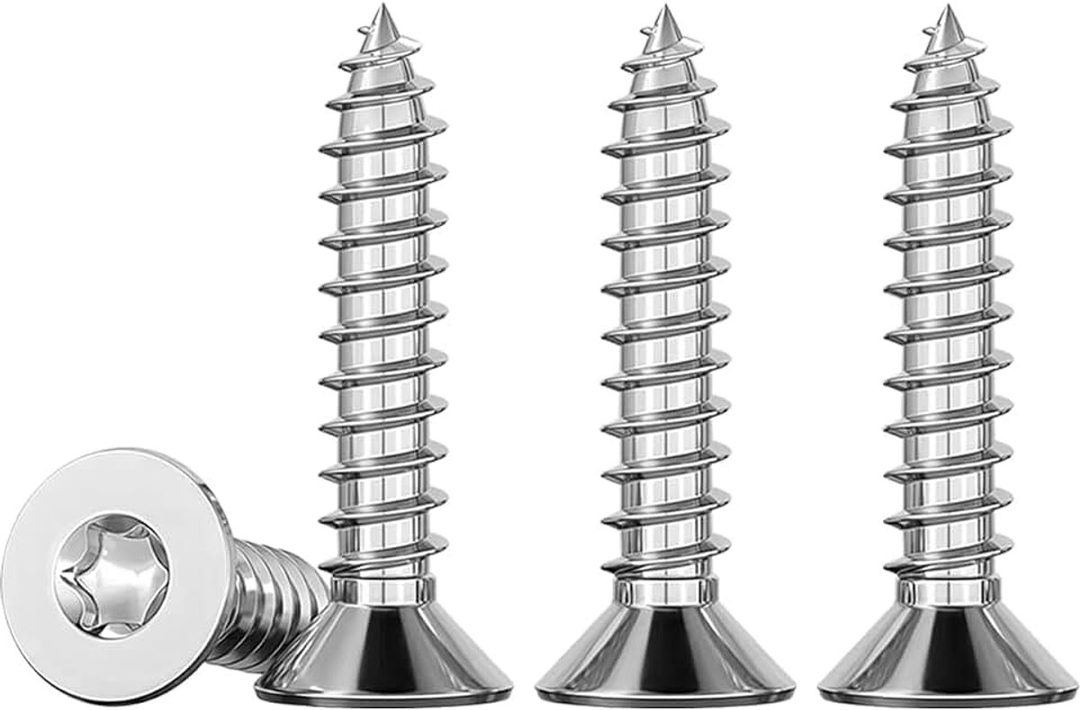 50 Stuks Houtschroeven Roestvrij Staal M5x20 mm Torx-Schroeven Van Roestvrij Staal A2 V2A Volledige Schroefdraad Madenschroeven Spaanplaatschroeven TX25