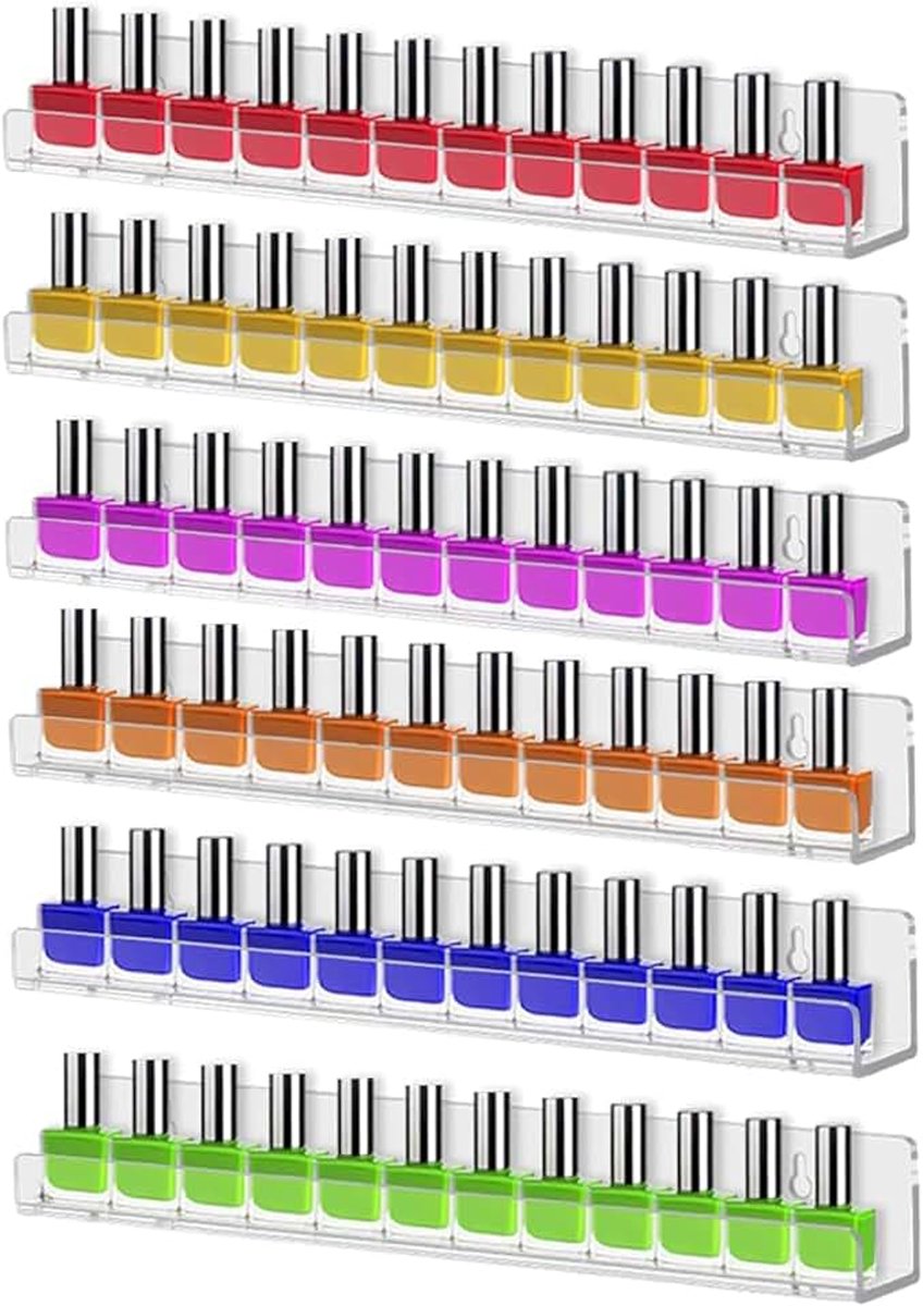 15 Inch Nagellak Organiser, Nagellak Plank, Clear Acryl Nagellak Stand Opberghouder 90 Flessen, Vinyl Muur Display Rack Nagellak Planken voor Essentiële Olie, Verf (6 lagen)