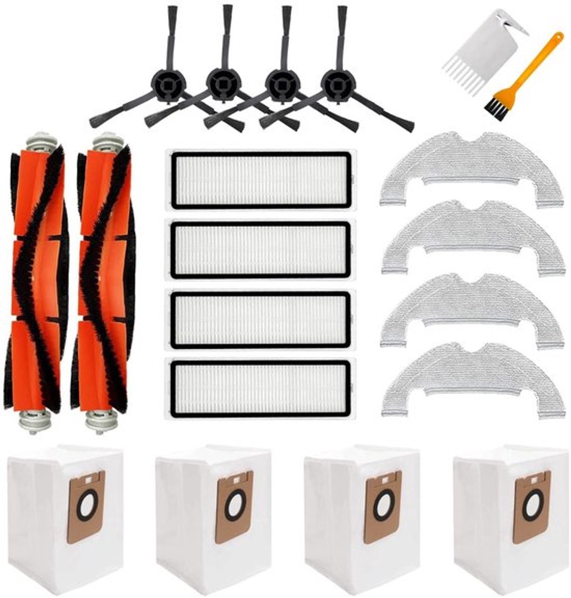 Accessoireset voor Robotstofzuiger - 20 Stuks - Inclusief Hoofdborstels en Filters - Geschikt voor Dreame Bot Z10 Pro L10 Plus - Complete